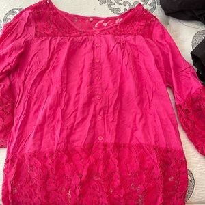 Pink blouse with lace